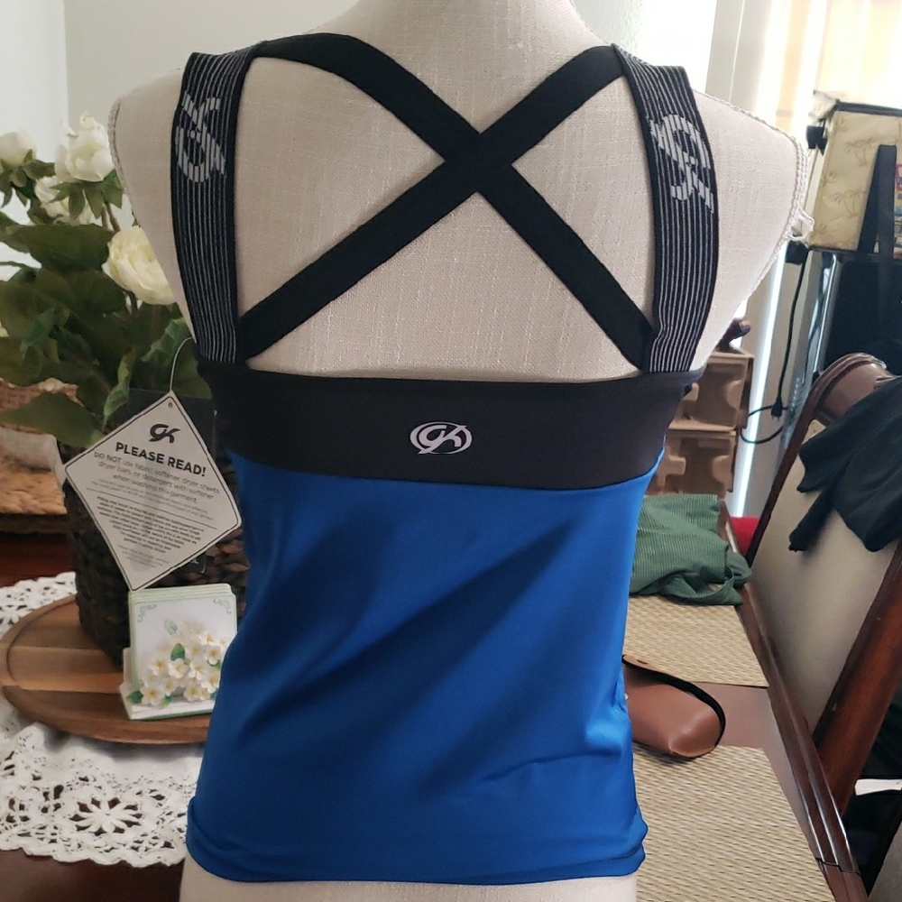 Women’s Athletic Tank Top - Blue with Black Trim - Picture 4 of 9